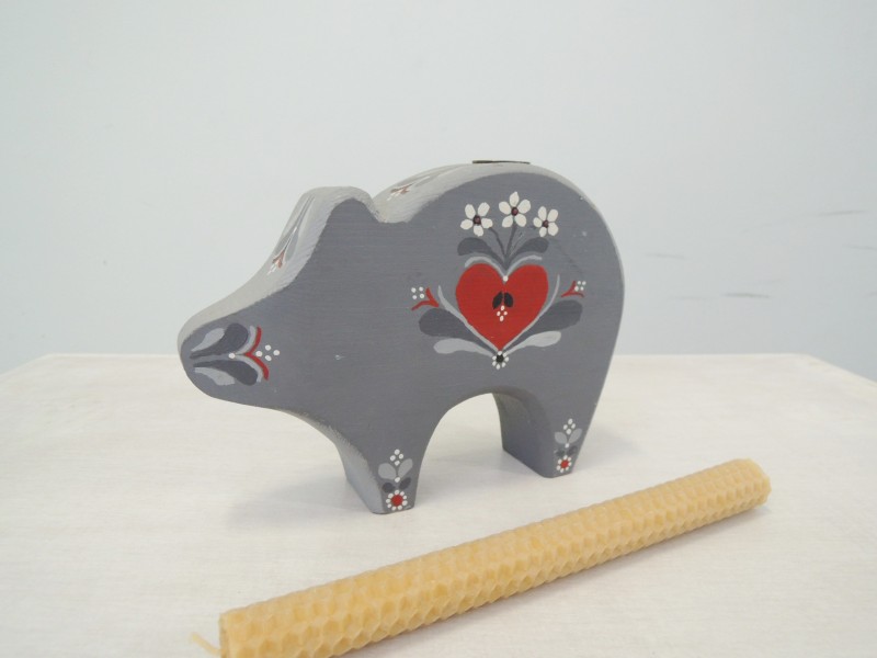 スウェーデン 木製キャンドルホルダー 豚
